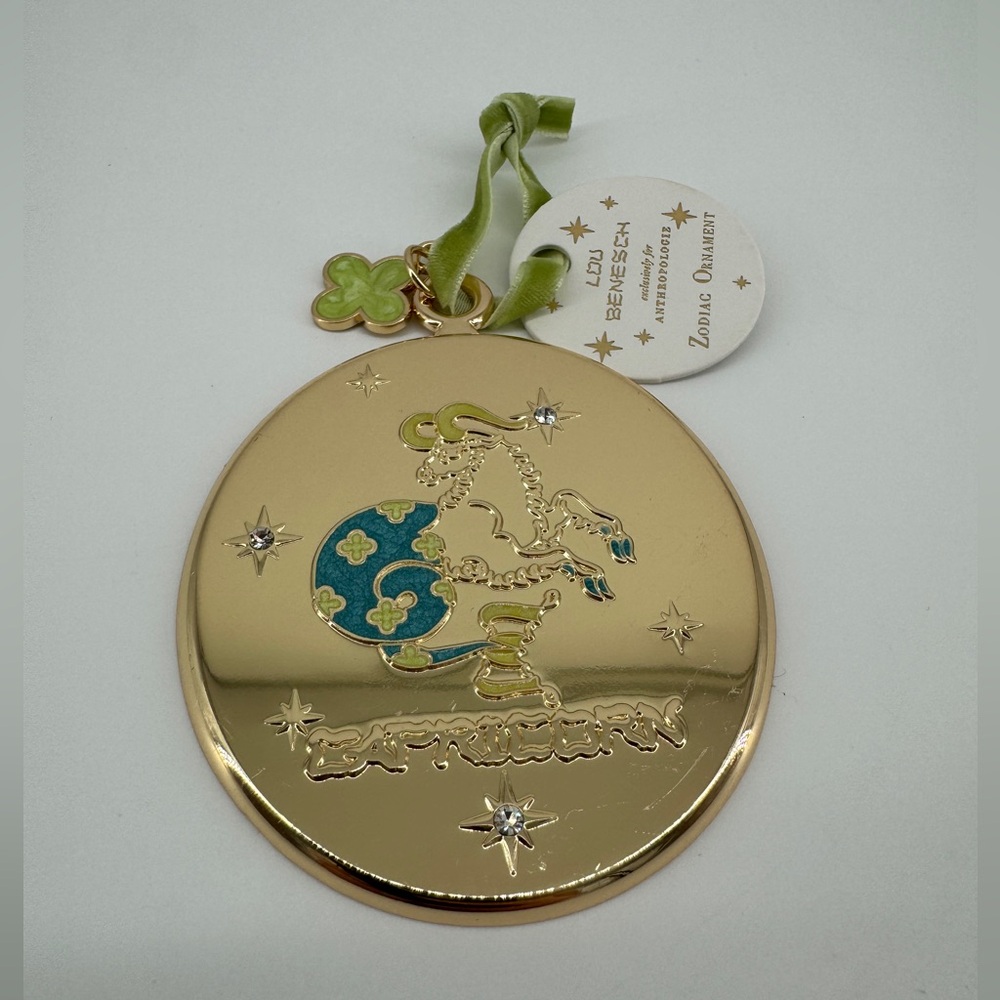 Capricorn Anthropologie Lou Benesch Zodiac Ornament Gold Plated Capricorn NWT